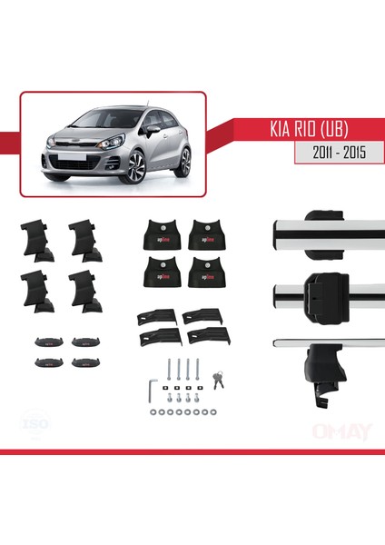 Kia Rio 3 (Ub) Hb 2012-2016 Arası ile Uyumlu Ace-4 Ara Atkı Tavan Barı Gri 2 Adet indirimleri