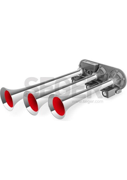 Msa-Shop Üç Borulu 8 Ses Kombinasyonlu 12V Mehter Korna-Krom Borulu