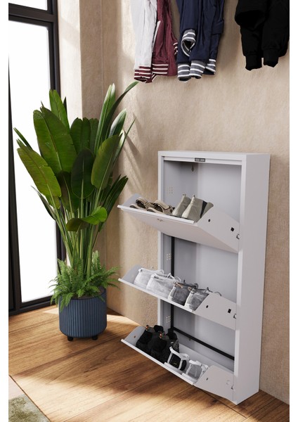 Hera Metal Kilitli Ayakkabılık 3'lü Beyaz