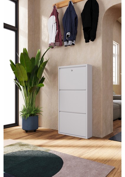 Hera Metal Kilitli Ayakkabılık 3'lü Beyaz modelleri