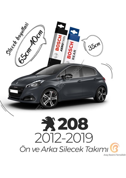 Bosch Aerotwin Muz Silecek Takımı Peugeot 208 2012-2019 ile Uyumlu