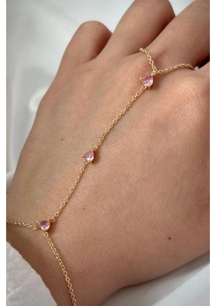 Pembe Zirkon Taşlı Tasarım Kadın Şahmeran