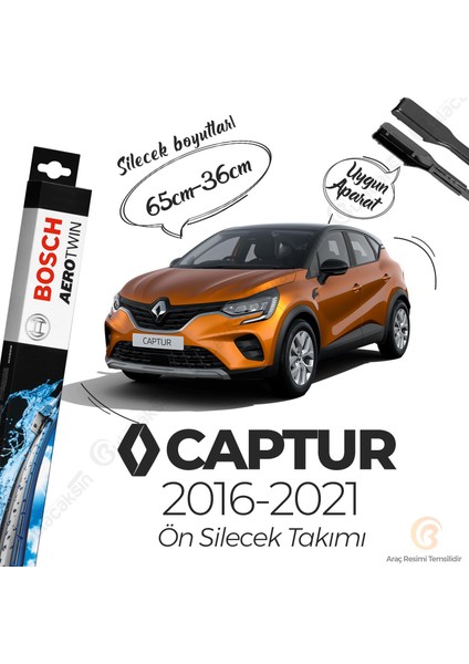 Bosch Aerotwin Muz Silecek Takımı Renault Captur 2016-2018 ile Uyumlu