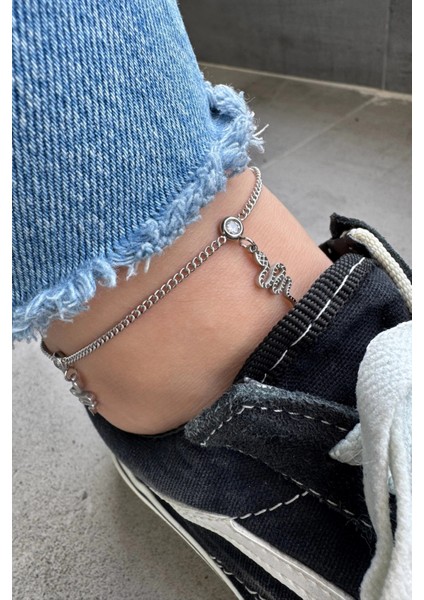 Sallantılı Yılan Model Kadın Çelik Halhal fiyatları