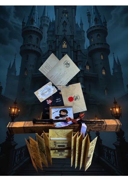 Harry Potter Hediye Kutusu Asa,defter,anahtarlık,çapulcu Haritası,sekreterlik,kupa,davet Mektubu