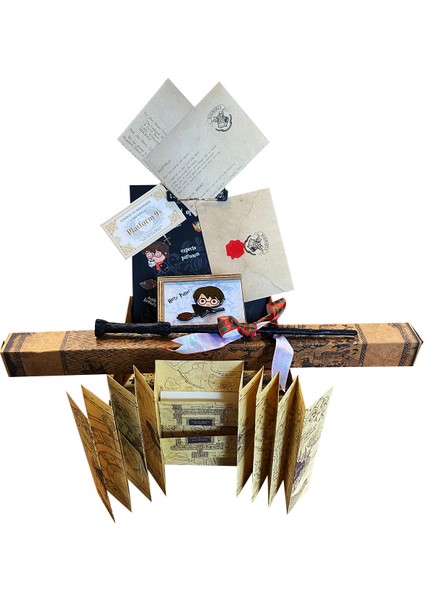 Harry Potter Hediye Kutusu Asa,defter,anahtarlık,çapulcu Haritası,sekreterlik,kupa,davet Mektubu fiyatları