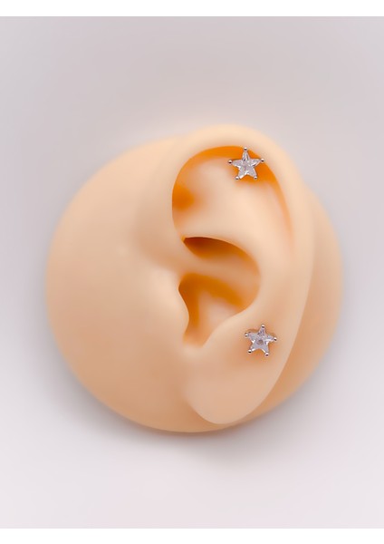 Cerrrahi Çelik Piercing ( Pirsing ) Zirkon Yıldız Tragus Helix Piercing (1ADET) fiyatları
