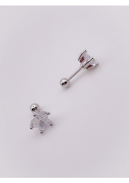 Cerrrahi Çelik Piercing ( Pirsing ) Zirkon Yıldız Tragus Helix Piercing (1ADET) fırsatları