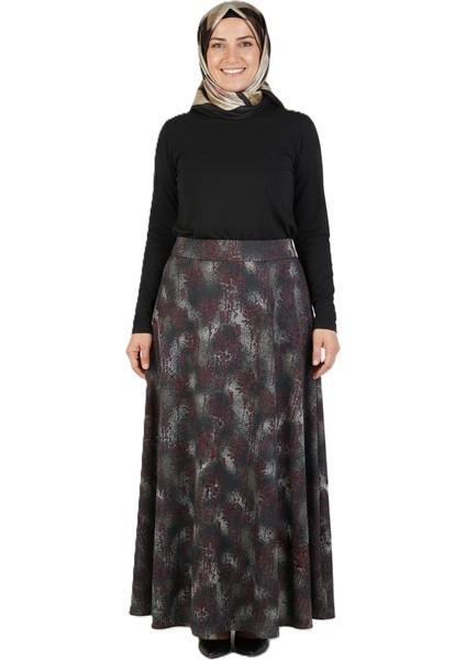 Kadın Anne Çan Etek Soft Dokulu Iç Göstermez Zahmetsiz Desenli Dökümlü Tam Kalıp