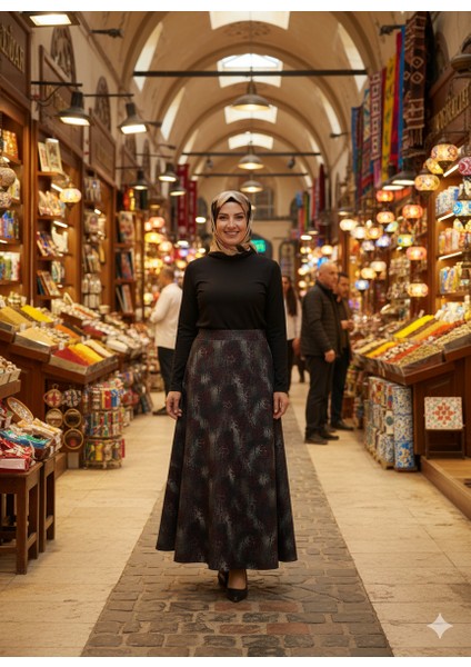 Kadın Anne Çan Etek Soft Dokulu Iç Göstermez Zahmetsiz Desenli Dökümlü Tam Kalıp modelleri