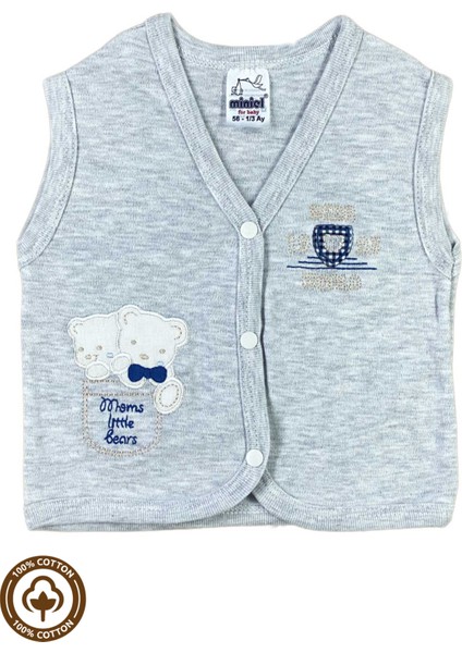 Unisex Bebek Ikiz Nakışlı %100 Organik Pamuklu Penye Bebek Yelek