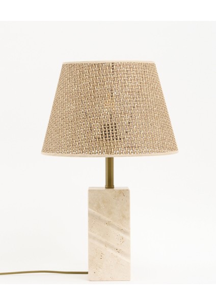 Valen Hasır Şapkalı Traverten Abajur