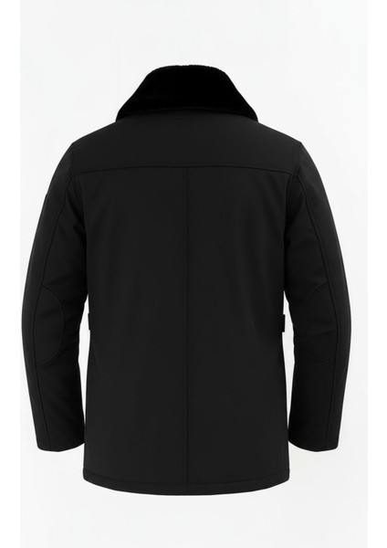 Erkek Siyah Yakası Çıkartılabilir Kürklü Su Itici Içi Kürklü Kaban – Rüzgar Geçirmez, Hafif ve dayanıklı indirimleri