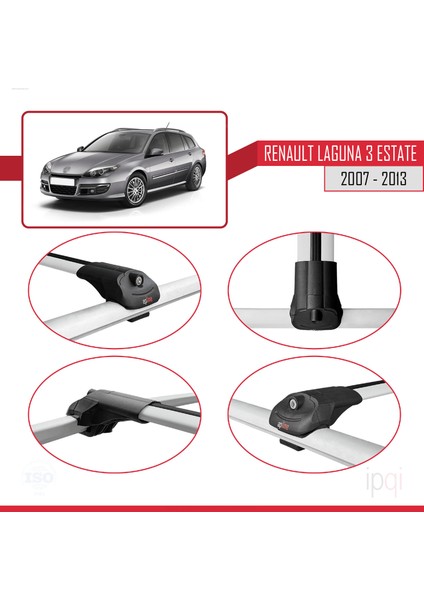 Renault Laguna 3 Estate 2007-2013 Arası ile Uyumlu Ace-1 Ara Atkı Tavan Barı Gri 3 Adet fırsatları