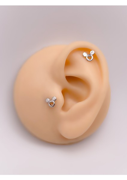 Cerrrahi Çelik Piercing ( Pirsing ) Fare Figürlü Tragus Helix Piercing (1ADET)