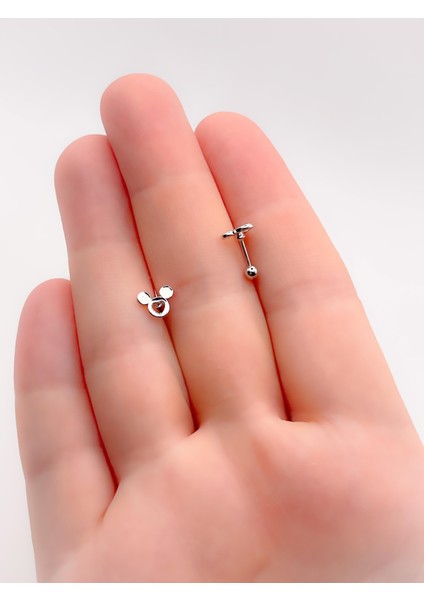 Cerrrahi Çelik Piercing ( Pirsing ) Fare Figürlü Tragus Helix Piercing (1ADET) fiyatları