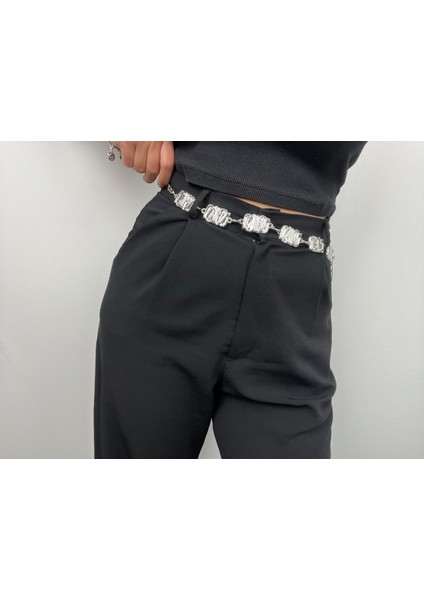 Dalga Formlu Metal Halkalı Zincir Kemer