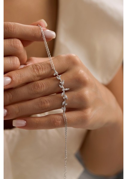 925 Ayar Gümüş Rodyum Kaplama Mekik Taşlı Zarif Sarmaşık Bileklik fiyatları