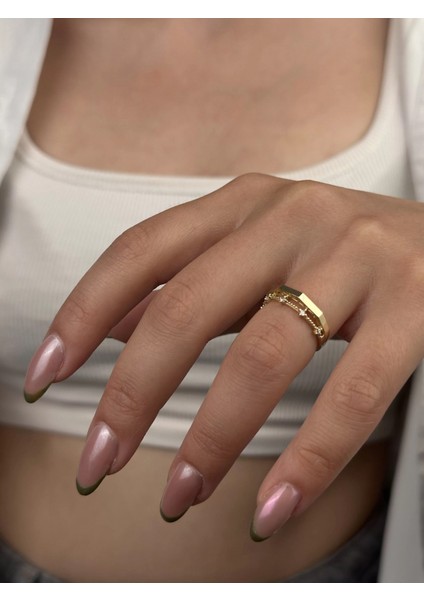 14 Ayar Altın 2 Sıralı Taşlı Yüzük 977 modelleri