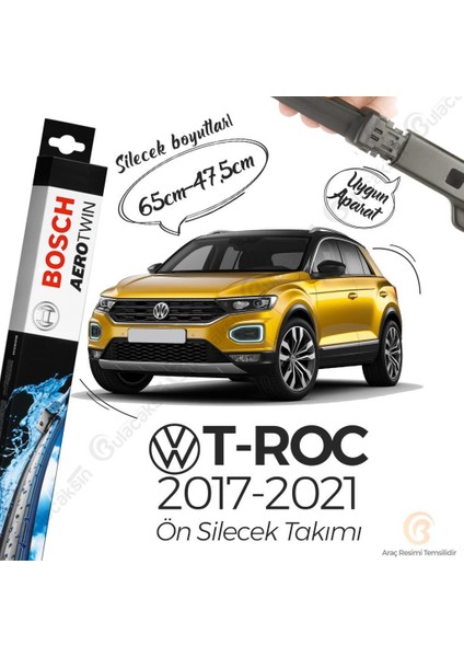 Bosch Aerotwin Muz Silecek Takımı Volkswagen T-Roc 2017-2019 ile Uyumlu