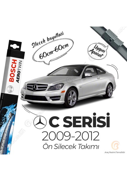 Bosch Aerotwin Muz Silecek Takımı Mercedes C W204 Ön 2009-2012 ile Uyumlu