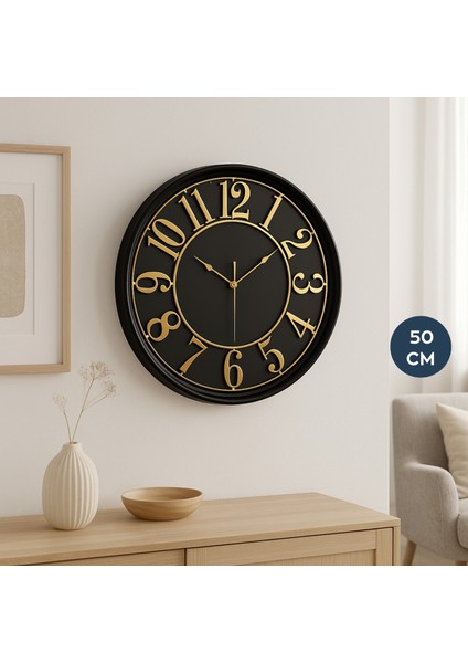 Aurora 50 cm Siyah Gold Duvar Saati 242309