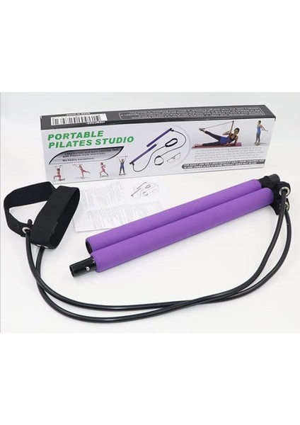 Taşınabilir Pilates Barı Seti – Jimnastik Çubuğu ve Direnç Bantlı Ev Tipi Tüm Vücut Spor Aleti
