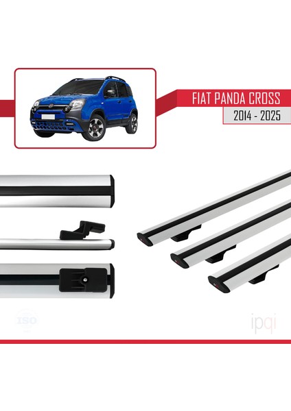 Fiat Panda Cross 2014 ve Sonrası ile Uyumlu Basıc Model Ara Atkı Tavan Barı Gri 3 Adet modelleri