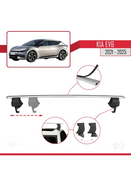 Kia Ev6 2021 ve Sonrası ile Uyumlu Ace-4 Ara Atkı Tavan Barı Gri 2 Adet modelleri