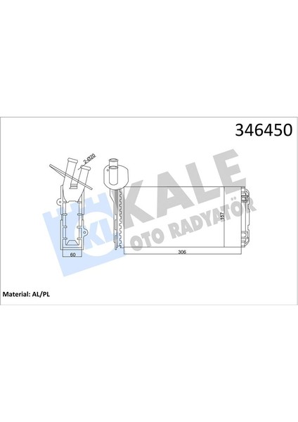 Kalorifer Radyatörü Vw Transporter T4 1.9d-Td-2.0d-2.4d-2.5d-Td Arka 306X157X42 Ac /-