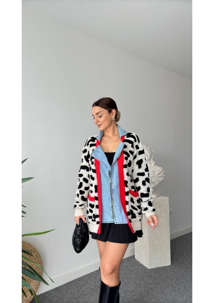 Riverdi Kadını Deri Detaylı Tasarım Oversize Hırka fiyatları