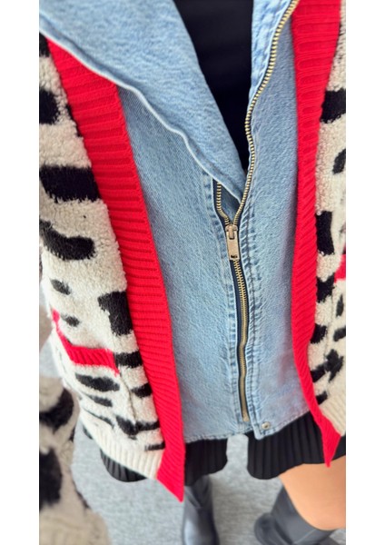 Riverdi Kadını Deri Detaylı Tasarım Oversize Hırka indirimleri