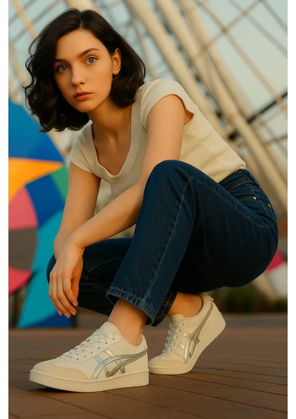 E-3154 Smb Beyaz Gümüş Unisex Sneaker Spor Ayakkabı