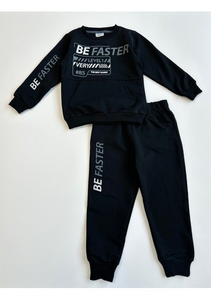 Beli Lastikli Erkek Çocuk Eşofman Takımı - Lacivert