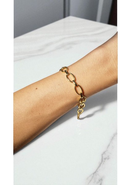 Paslanmaz Çelik Halka Model 14K Gold Bileklik fırsatları
