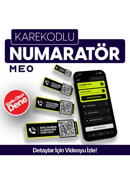 2'li Paket Karekodlu Araç Numaratörü - Araç Içi Park Telefon Numarası - Akıllı Araç Etiketi (Yatay Versiyon) modelleri