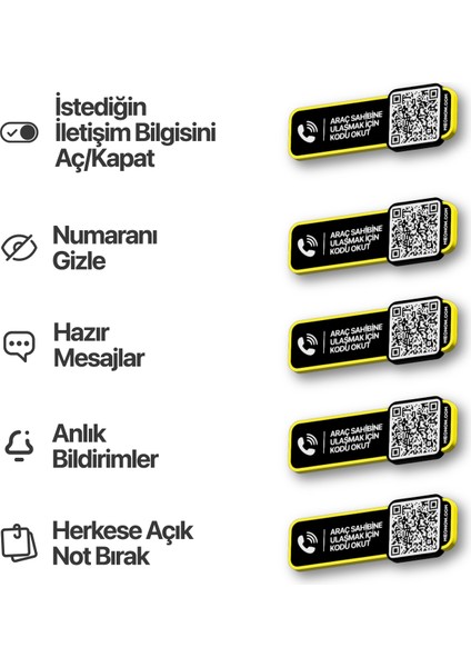 2'li Paket Karekodlu Araç Numaratörü - Araç Içi Park Telefon Numarası - Akıllı Araç Etiketi (Yatay Versiyon) fırsatları