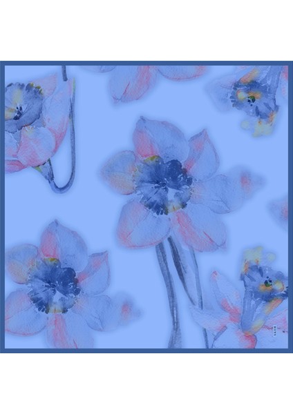 2025-2026 Yeni Sezon Açık Mavi Ipek Krep Saten Eşarp