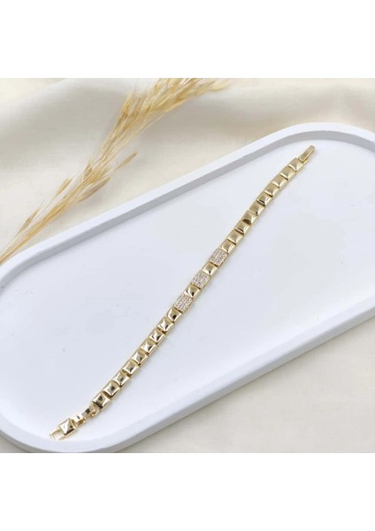 Radiant Blocks Kuyumcu Işçiliği 14K Altın Kaplama Premium Seri Kadın Çelik Bileklik fiyatları