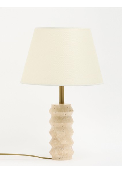 Meya Kumaş Şapkalı Traverten Abajur