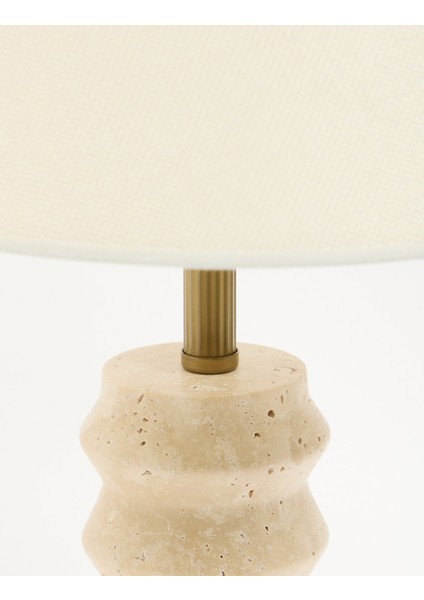 Meya Kumaş Şapkalı Traverten Abajur fırsatları