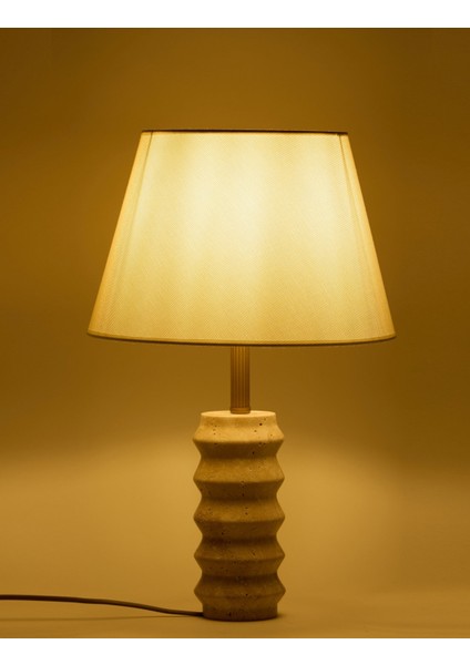 Meya Kumaş Şapkalı Traverten Abajur modelleri