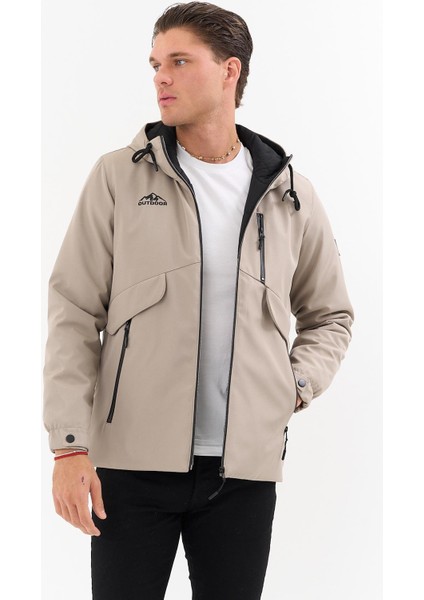 Erkek Krem Outdoor Su Itici Kapüşonlu Kaban – Rüzgar Geçirmez, Hafif ve dayanıklı fiyatları