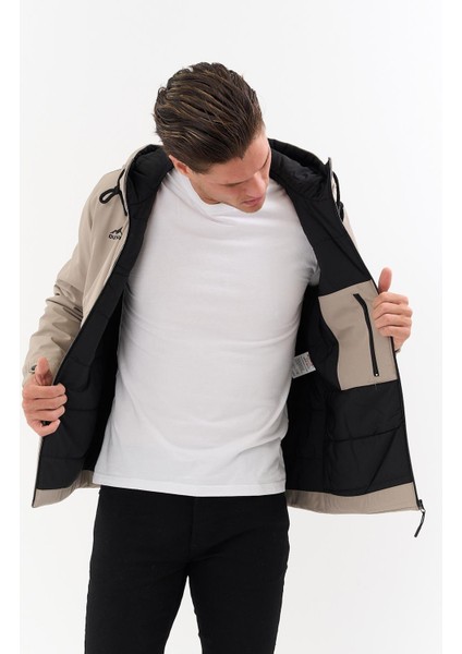 Erkek Krem Outdoor Su Itici Kapüşonlu Kaban – Rüzgar Geçirmez, Hafif ve dayanıklı modelleri