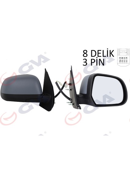 Dış Dikiz Aynası Sağ Mıcra 10 Elektrikli Astarlı Konveks 3 Fiş VM-223EHPR