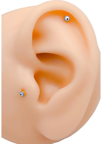 Cerrrahi Çelik Piercing ( Pirsing ) Mini Nazar Boncuklu Tragus Helix Piercing (1ADET)