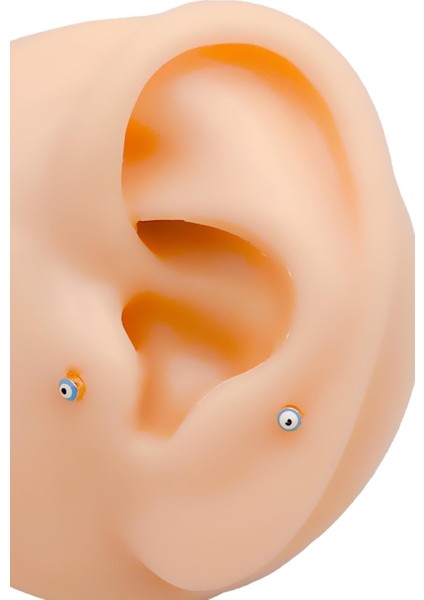 Cerrrahi Çelik Piercing ( Pirsing ) Mini Nazar Boncuklu Tragus Helix Piercing (1ADET) fiyatları
