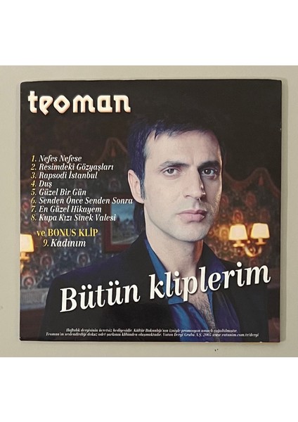 Teoman Bütün Kliplerim CD (Orijinal Dönem Baskı Cd)