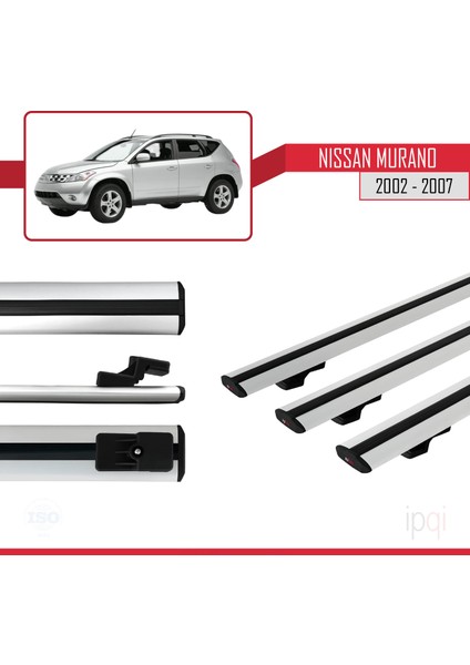 Nissan Murano 2002-2007 Arası ile Uyumlu Basıc Model Ara Atkı Tavan Barı Gri 3 Adet modelleri