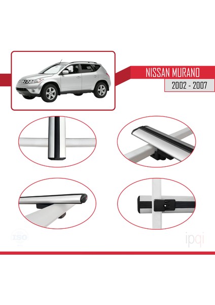 Nissan Murano 2002-2007 Arası ile Uyumlu Basıc Model Ara Atkı Tavan Barı Gri 3 Adet fırsatları